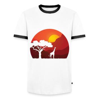 Giraffe Savannah - Men's Ringer Shirt - white/black - Front - AI Model Female 172 light (172cm) & AI Model Male 178 dark (178cm)