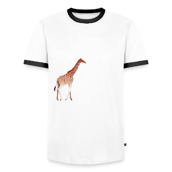 Lustiger Giraffen Spruch - Männer Kontrast-T-Shirt - Weiß/Schwarz - Vorne - AI Model Female 172 light (172cm) & AI Model Male 178 dark (178cm)