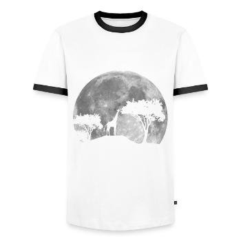 Giraffe At Night - Men's Ringer Shirt - white/black - Front - AI Model Female 172 light (172cm) & AI Model Male 178 dark (178cm)