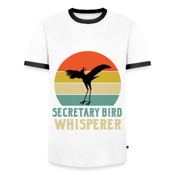 Secrétaire Vogel Whisperer - T-shirt contrasté Homme - blanc/noir - Devant - AI Model Female 172 light (172cm) & AI Model Male 178 dark (178cm)