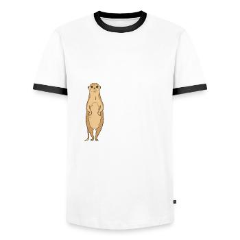 Drôle de suricate disant - T-shirt contrasté Homme - blanc/noir - Devant - AI Model Female 172 light (172cm) & AI Model Male 178 dark (178cm)