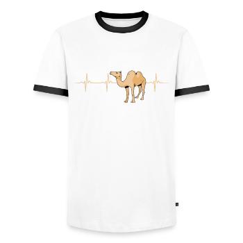 Kamel-herzschlag - Männer Kontrast-T-Shirt - Weiß/Schwarz - Vorne - AI Model Female 172 light (172cm) & AI Model Male 178 dark (178cm)