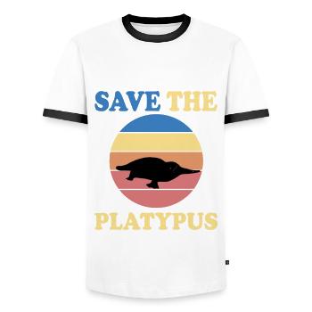Save the Platypus - Men's Ringer Shirt - white/black - Front - AI Model Female 172 light (172cm) & AI Model Male 178 dark (178cm)