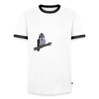 Drôle de dicton Kookaburra - T-shirt contrasté Homme - blanc/noir - Devant - AI Model Female 172 light (172cm) & AI Model Male 178 dark (178cm)