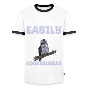 Laughing Kookaburra - Men's Ringer Shirt - white/black - Front - AI Model Female 172 light (172cm) & AI Model Male 178 dark (178cm)