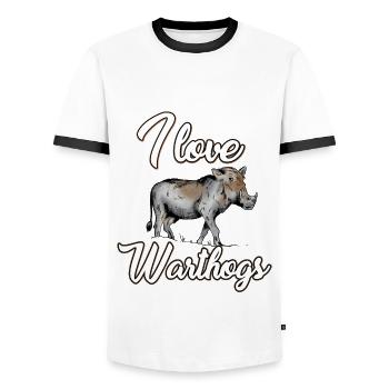 Ich Liebe Warzenschweine - Männer Kontrast-T-Shirt - Weiß/Schwarz - Vorne - AI Model Female 172 light (172cm) & AI Model Male 178 dark (178cm)