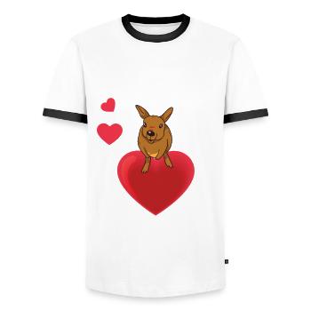 Cadeau Kangourou doux - T-shirt contrasté Homme - blanc/noir - Devant - AI Model Female 172 light (172cm) & AI Model Male 178 dark (178cm)