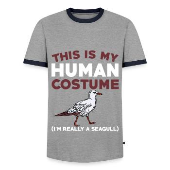 Costume d’homme de mouette - T-shirt contrasté Homme - gris/marine  - Devant - AI Model Female 172 light (172cm) & AI Model Male 178 light (178cm)