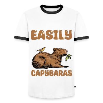 Lustiges Capybara Shirt - Männer Kontrast-T-Shirt - Weiß/Schwarz - Vorne - AI Model Female 172 light (172cm) & AI Model Male 178 dark (178cm)