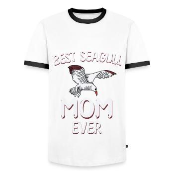 Meilleur(e) Mouettes Mama - T-shirt contrasté Homme - blanc/noir - Devant - AI Model Female 172 light (172cm) & AI Model Male 178 dark (178cm)