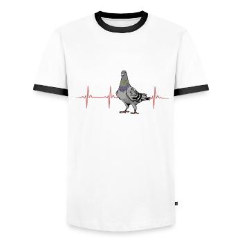 Pigeon heartbeat design - Men's Ringer Shirt - white/black - Front - AI Model Female 172 light (172cm) & AI Model Male 178 dark (178cm)