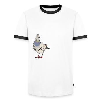 Drôle de chemise de pigeon - T-shirt contrasté Homme - blanc/noir - Devant - AI Model Female 172 light (172cm) & AI Model Male 178 dark (178cm)