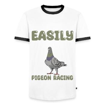 pigeon racing gift - Men's Ringer Shirt - white/black - Front - AI Model Female 172 light (172cm) & AI Model Male 178 dark (178cm)