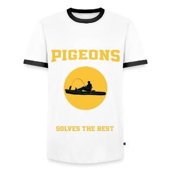 Pigeons and fishing - Men's Ringer Shirt - white/black - Front - AI Model Female 172 light (172cm) & AI Model Male 178 dark (178cm)