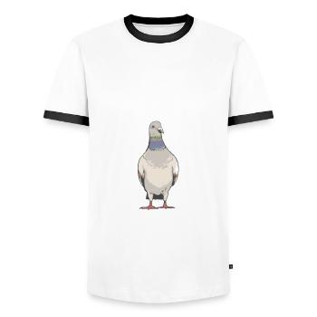 Pigeon Breeding Gift - Men's Ringer Shirt - white/black - Front - AI Model Female 172 light (172cm) & AI Model Male 178 dark (178cm)