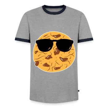 Chocolate Cookies With Sunglasses - Men's Ringer Shirt - grey/navy  - Front - AI Model Female 172 light (172cm) & AI Model Male 178 light (178cm)