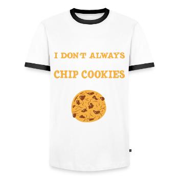 Funny chocolate chip cookie design - Men's Ringer Shirt - white/black - Front - AI Model Female 172 light (172cm) & AI Model Male 178 dark (178cm)