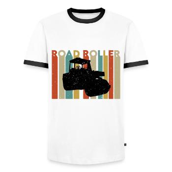 Retro Roller Road Construction - Men's Ringer Shirt - white/black - Front - AI Model Female 172 light (172cm) & AI Model Male 178 dark (178cm)