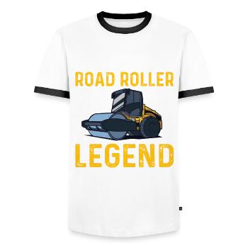 Roller Legend Road Builder - Men's Ringer Shirt - white/black - Front - AI Model Female 172 light (172cm) & AI Model Male 178 dark (178cm)