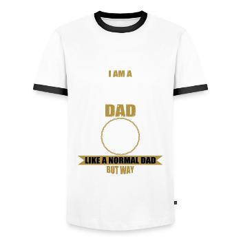 Roller Papa Strassenbauer - Men's Ringer Shirt - white/black - Front - AI Model Female 172 light (172cm) & AI Model Male 178 dark (178cm)