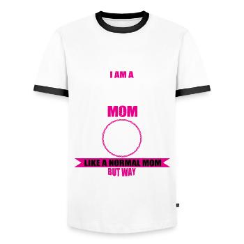 Rollers Mama Road Construction - Men's Ringer Shirt - white/black - Front - AI Model Female 172 light (172cm) & AI Model Male 178 dark (178cm)