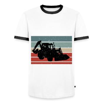 Funny Backhoe Loader Design - Men's Ringer Shirt - white/black - Front - AI Model Female 172 light (172cm) & AI Model Male 178 dark (178cm)