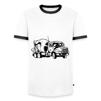 Camion Mélangeur Cadeau Béton - T-shirt contrasté Homme - blanc/noir - Devant - AI Model Female 172 light (172cm) & AI Model Male 178 dark (178cm)