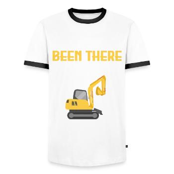 Funny excavator saying - Men's Ringer Shirt - white/black - Front - AI Model Female 172 light (172cm) & AI Model Male 178 dark (178cm)