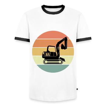 Retro Excavator T-Shirt - Men's Ringer Shirt - white/black - Front - AI Model Female 172 light (172cm) & AI Model Male 178 dark (178cm)