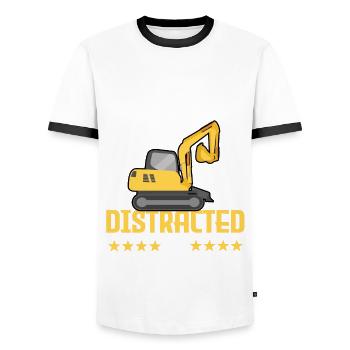 Funny excavator T-shirt - Men's Ringer Shirt - white/black - Front - AI Model Female 172 light (172cm) & AI Model Male 178 dark (178cm)
