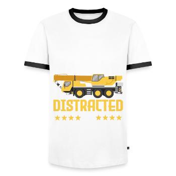 Lustiger Mobiler Kranführer - Männer Kontrast-T-Shirt - Weiß/Schwarz - Vorne - AI Model Female 172 light (172cm) & AI Model Male 178 dark (178cm)