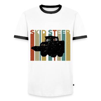 Skid Steer Loaders - Men's Ringer Shirt - white/black - Front - AI Model Female 172 light (172cm) & AI Model Male 178 dark (178cm)