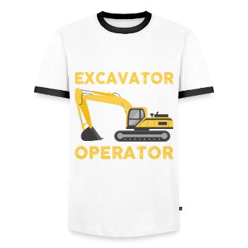 Excavator driver - Men's Ringer Shirt - white/black - Front - AI Model Female 172 light (172cm) & AI Model Male 178 dark (178cm)