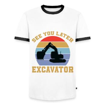 See you later Excavator - Men's Ringer Shirt - white/black - Front - AI Model Female 172 light (172cm) & AI Model Male 178 dark (178cm)