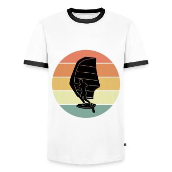 Rétro Wing Foiler - T-shirt contrasté Homme - blanc/noir - Devant - AI Model Female 172 light (172cm) & AI Model Male 178 dark (178cm)