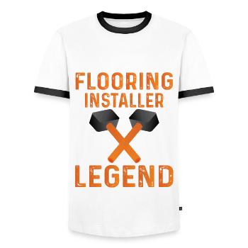 Flooring legend - Men's Ringer Shirt - white/black - Front - AI Model Female 172 light (172cm) & AI Model Male 178 dark (178cm)