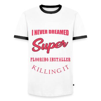 Floor layers - Men's Ringer Shirt - white/black - Front - AI Model Female 172 light (172cm) & AI Model Male 178 dark (178cm)