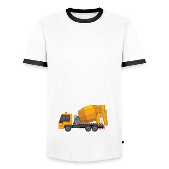 It's not cement, it's concrete - Men's Ringer Shirt - white/black - Front - AI Model Female 172 light (172cm) & AI Model Male 178 dark (178cm)
