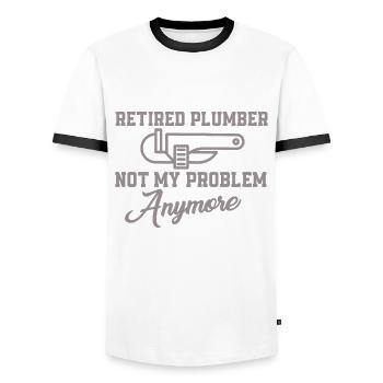 Pensioner Plumber Design - Men's Ringer Shirt - white/black - Front - AI Model Female 172 light (172cm) & AI Model Male 178 dark (178cm)