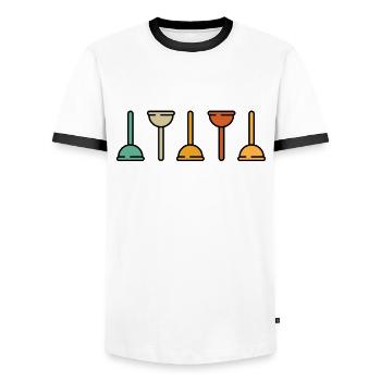 Saugglocke Toilette - Männer Kontrast-T-Shirt - Weiß/Schwarz - Vorne - AI Model Female 172 light (172cm) & AI Model Male 178 dark (178cm)
