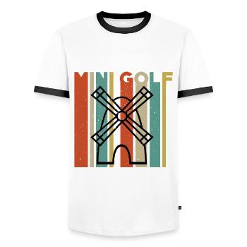 Minigolf Moulin à vent - T-shirt contrasté Homme - blanc/noir - Devant - AI Model Female 172 light (172cm) & AI Model Male 178 dark (178cm)