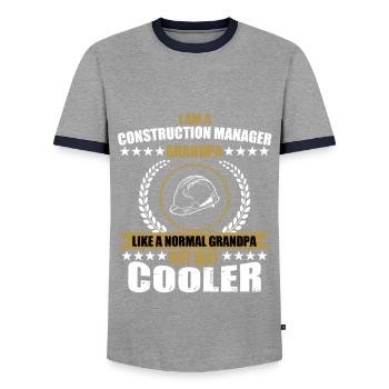 Funny construction manager Grandpa - Men's Ringer Shirt - grey/navy  - Front - AI Model Female 172 light (172cm) & AI Model Male 178 light (178cm)