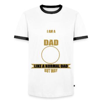 Cost estimator dad - Men's Ringer Shirt - white/black - Front - AI Model Female 172 light (172cm) & AI Model Male 178 dark (178cm)