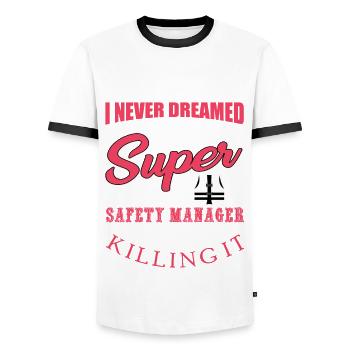 Drôle de cadeau de gestionnaire de sécurité - T-shirt contrasté Homme - blanc/noir - Devant - AI Model Female 172 light (172cm) & AI Model Male 178 dark (178cm)