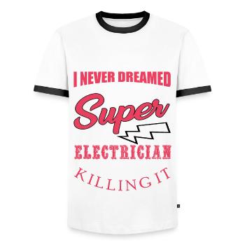 Funny electrician saying - Men's Ringer Shirt - white/black - Front - AI Model Female 172 light (172cm) & AI Model Male 178 dark (178cm)