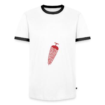 I'm only here for the kebab - Men's Ringer Shirt - white/black - Front - AI Model Female 172 light (172cm) & AI Model Male 178 dark (178cm)