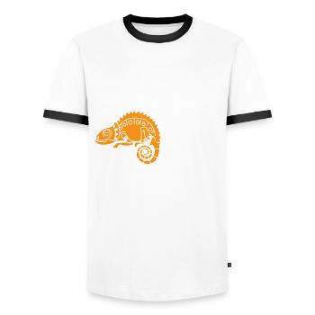Funny chameleon saying - Men's Ringer Shirt - white/black - Front - AI Model Female 172 light (172cm) & AI Model Male 178 dark (178cm)
