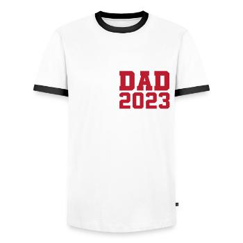 Papa 2023 Herzschlag Für Männer - Männer Kontrast-T-Shirt - Weiß/Schwarz - Vorne - AI Model Female 172 light (172cm) & AI Model Male 178 dark (178cm)