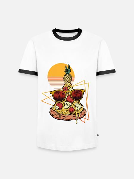 Retro Pizza Hawaii - Men's Ringer Shirt - white/black