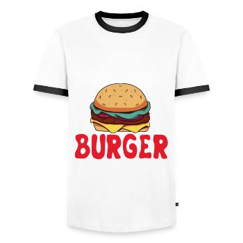 Lustiges Burger Shirt - Männer Kontrast-T-Shirt - Weiß/Schwarz - Vorne - AI Model Female 172 light (172cm) & AI Model Male 178 dark (178cm)